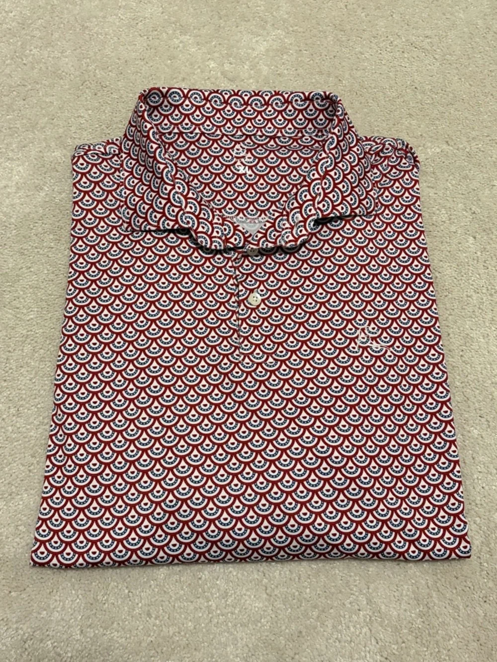 Rhoback Men's “The Bunting” Red White Navy Patterned Polo Shirt XL - Picture 1 of 6